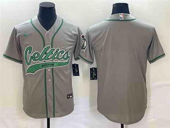 Men's Boston Celtics Blank Gray button jersey