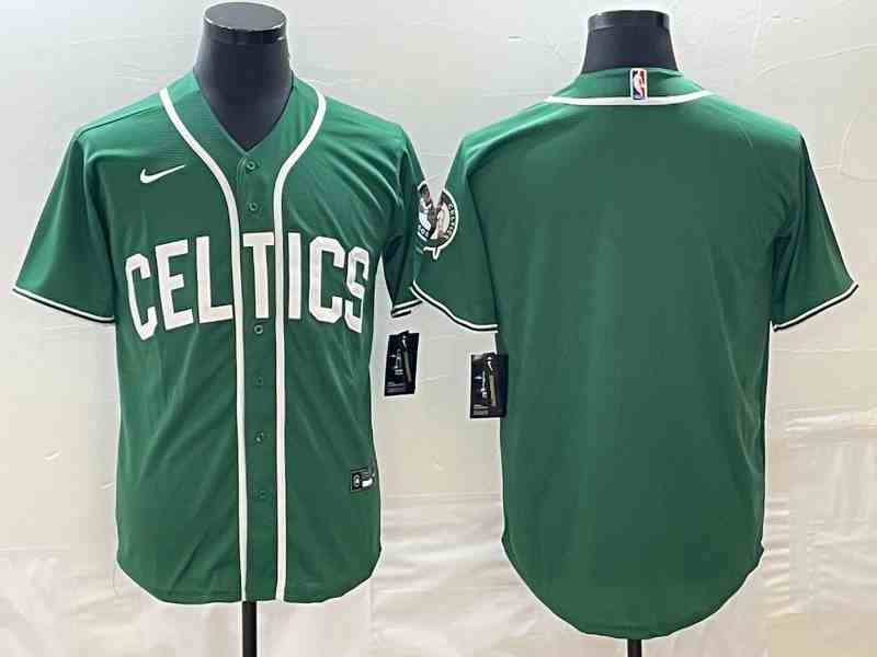 Men's Boston Celtics Blank Green button jersey