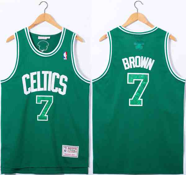 Men's Boston Celtics #7 Jaylen Brown Green Stitched Jersey
