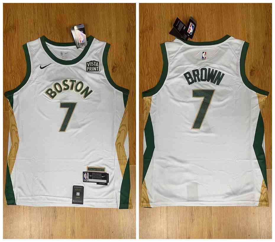 Men's Boston Celtics #7 Jaylen Brown White 2023-24 City Edition Stitched Basketball Jersey