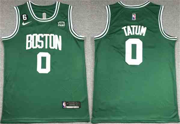 Men's Boston Celtics #0 Jayson Tatum Green No.6 Patch Stitched Basketball Jersey