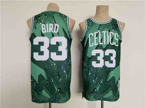 Men's Boston Celtics #33 Larry Bird Green Throwback  Basketball Jersey