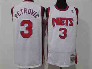 New Jersey Nets #3 Drazen Petrovic 1992-93 White Hardwood Classics Jersey