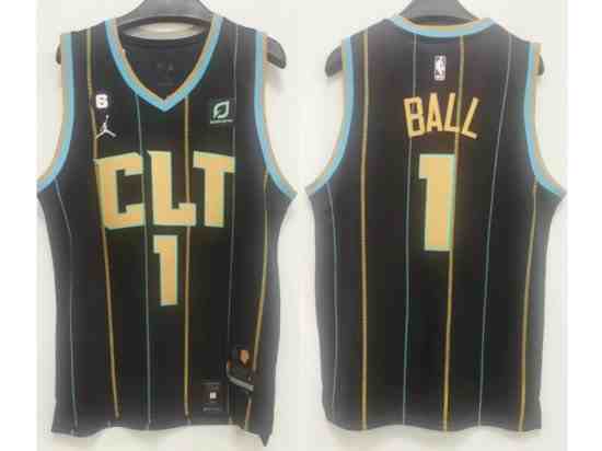 Charlotte Hornets #1 LaMelo Ball 2022-23 Black City Edition Swingman Jersey