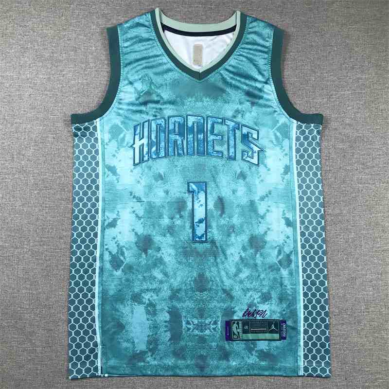 Men's Charlotte Hornets #1 LaMelo Ball Teal Stitched Basketball Jersey