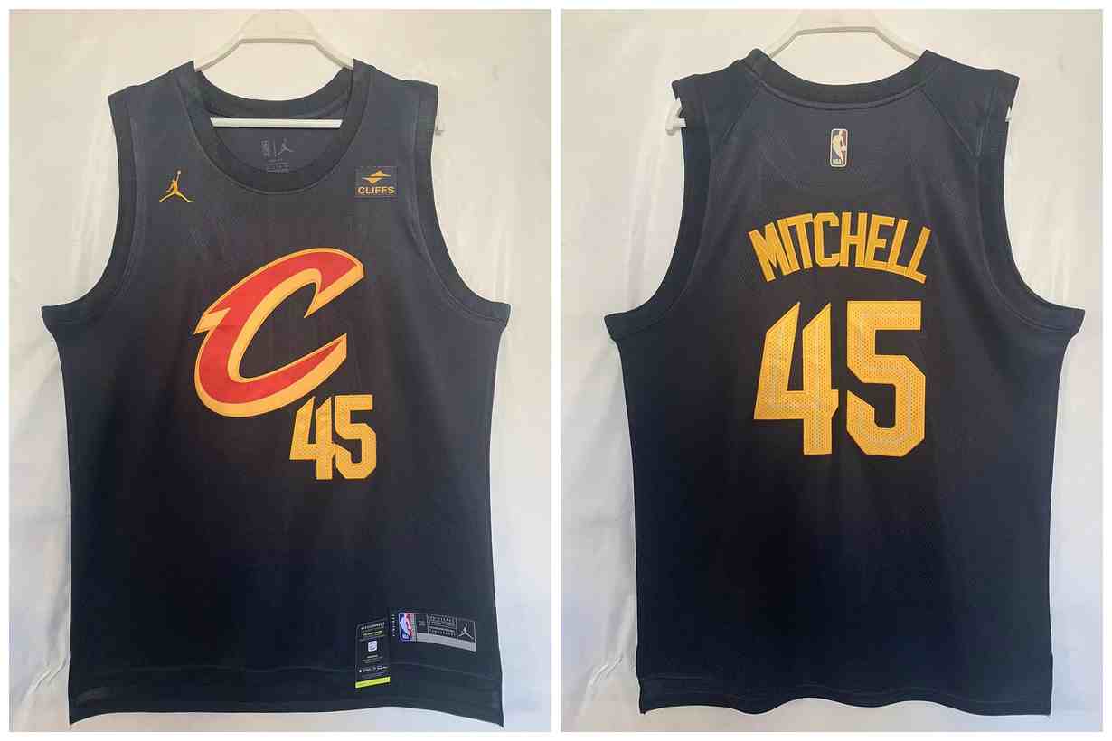 Cavaliers 45 Donovan Mitchell Black 2022-23 Swingman Jersey