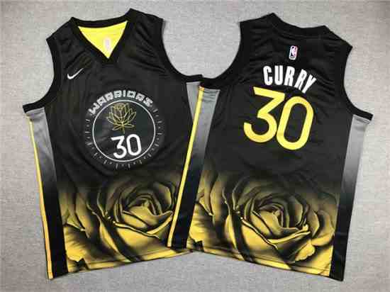 Youth Golden State Warriors #30 Stephen Curry 2022-23 Black City Edition Swingman Jersey