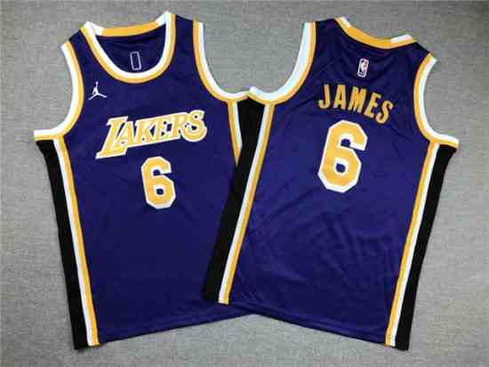 Youth Los Angeles Lakers #6 Lebron James 2022-23 Purple Statement Swingman Jersey