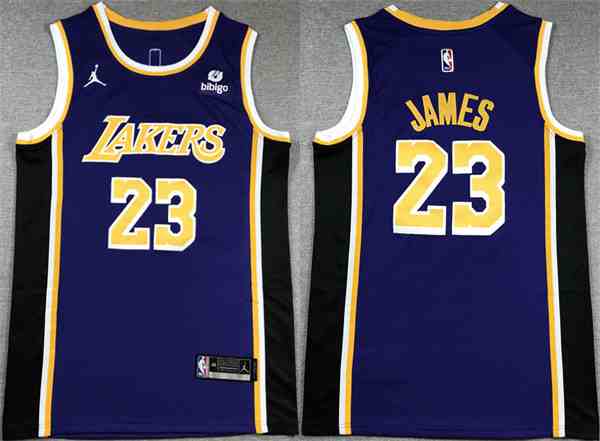 Men's Los Angeles Lakers #23 LeBron James Purple Stitched Basketball  Jersey
