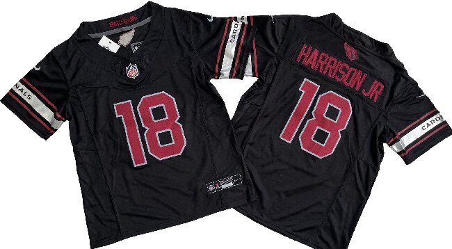 Youth Arizona Cardinals #18 Marvin Harrison Jr Black F.U.S.E Stitched Jersey(Run Small)