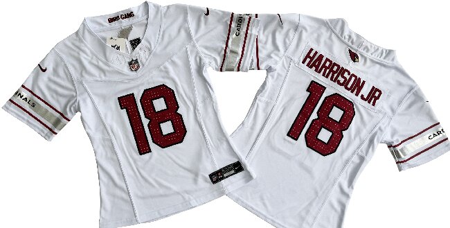 Women's Arizona Cardinals #18 Marvin Harrison Jr White F.U.S.E Stitched Jersey(Run Small)