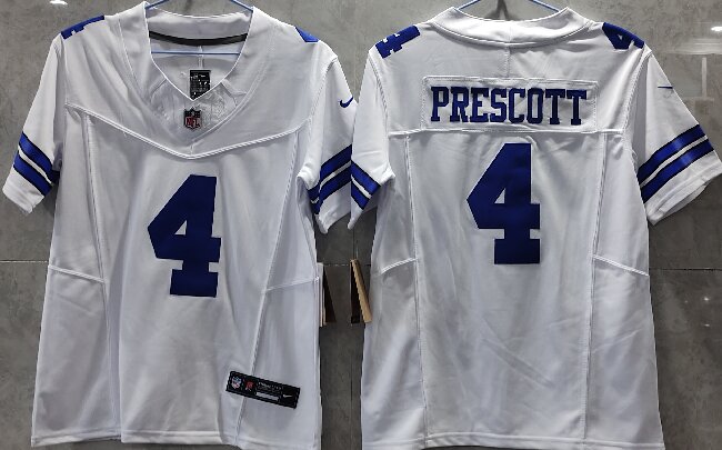 Youth  Dallas Cowboys #4 Dak Prescott  White  F.U.S.E. Limited Stitched Jersey(Run Small)