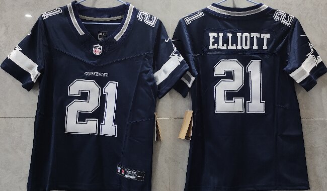 Youth  Dallas Cowboys #21 Ezekiel Elliott Navy F.U.S.E. Limited Stitched Jersey(Run Small)
