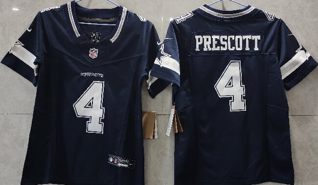 Women's Dallas Cowboys #4 Dak Prescott  Navy  F.U.S.E. Limited Stitched Jersey(Run Small)