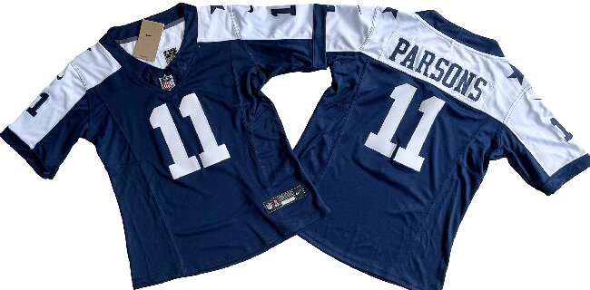 Women's Dallas Cowboys #11 Micah Parsons Navy White  F.U.S.E. Vapor Thanksgiving Limited Stitched Football Jersey(Run Small）