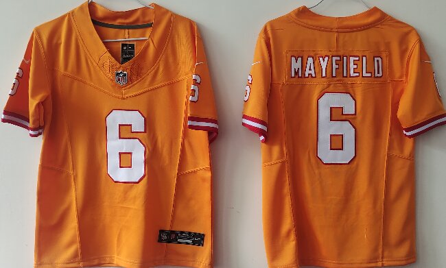 Women's Tampa Bay Buccanee #6 Baker Mayfield Orange F.U.S.E Throwback Limited Stitched Jersey(Run Small)