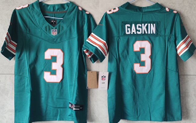 Women's Miami Dolphins #3 Myles Gaskin Aqua 2024 F.U.S.E Vapor Untouchable Stitched Jersey(Run Small)