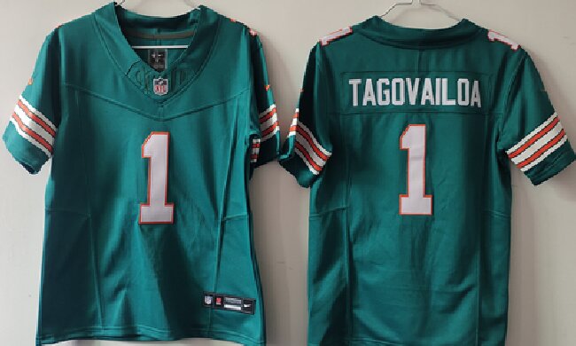 Women's Miami Dolphins #1 Tua Tagovailoa Aqua F.U.S.E Vapor Untouchable Stitched Jersey(Run Small)