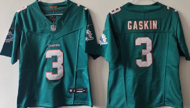 Women's Miami Dolphins #3 Myles Gaskin Aqua F.U.S.E Vapor Untouchable Stitched Jersey(Run Small)