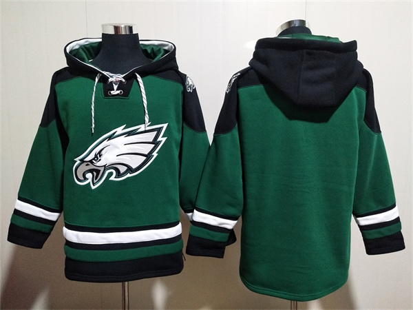 Men's Philadelphia Eagles Blank Green Lace-Up Pullover  Hoodie