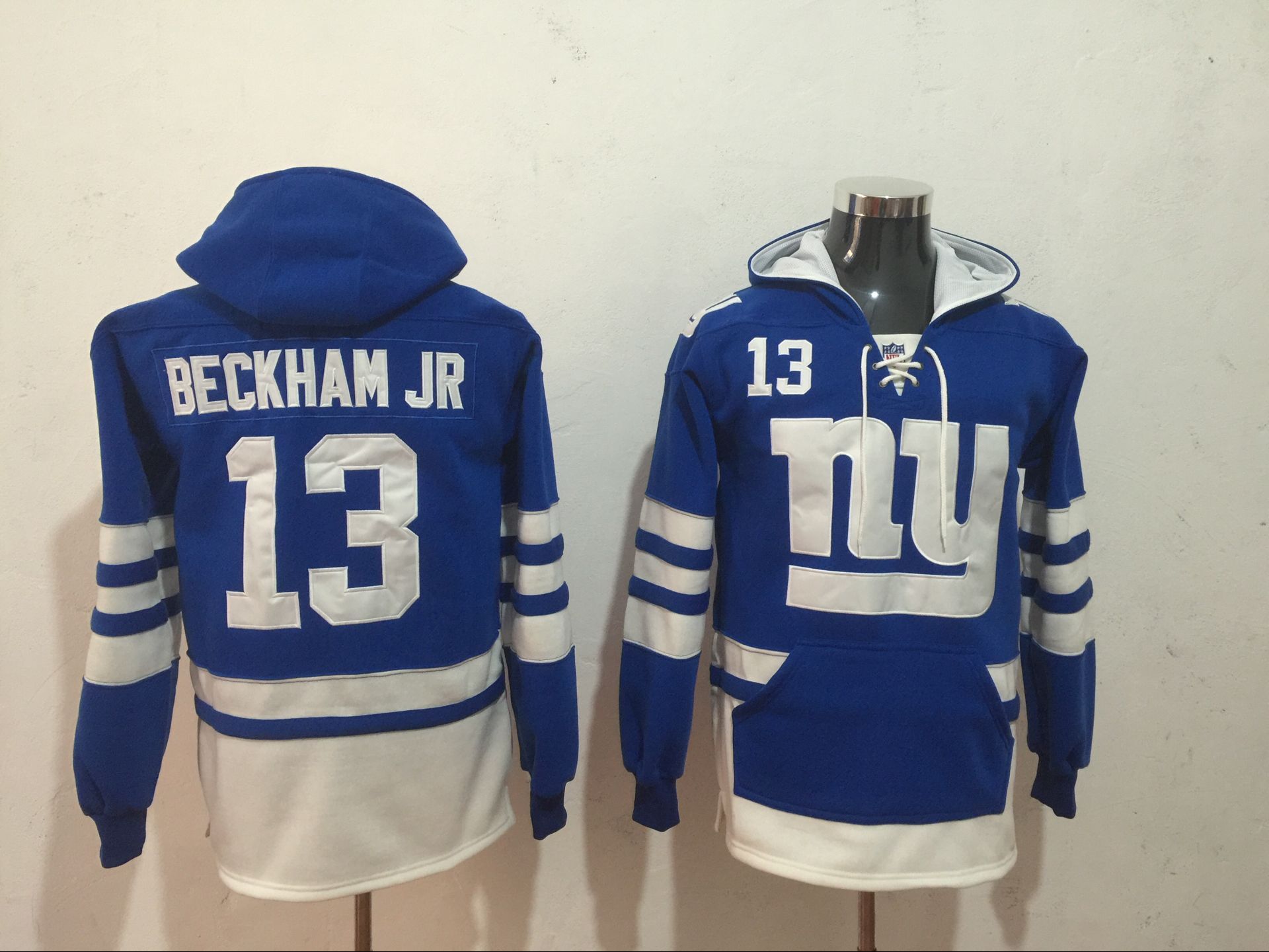 Men's New York Giants #13 Odell Beckham Jr. Royal Blue All Stitched NFL Hoodie Sweatshirt