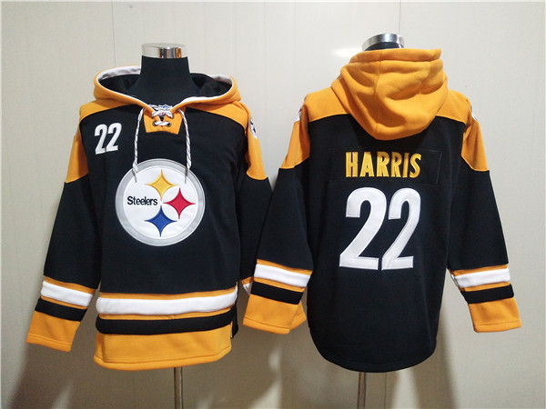 Men's Pittsburgh Steelers #22 Najee Harris Black Ageless Must-Have Lace-Up Pullover  Hoodie