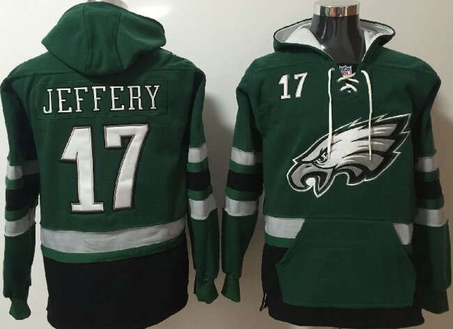 Men's Philadelphia Eagles #17 Alshon Jeffery Green All Stitched NFL Hoodie Sweatshirt