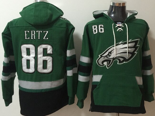Men's Philadelphia Eagles #86 Zach Ertz Green All Stitched NFL Hoodie Sweatshirt