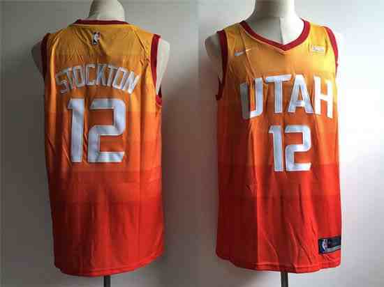 Utah Jazz #12 John Stockton Multi Color City Edition Swingman Jersey