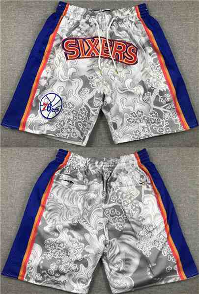 Men's Philadelphia 76ers Gray Blue Shorts (Run Small)