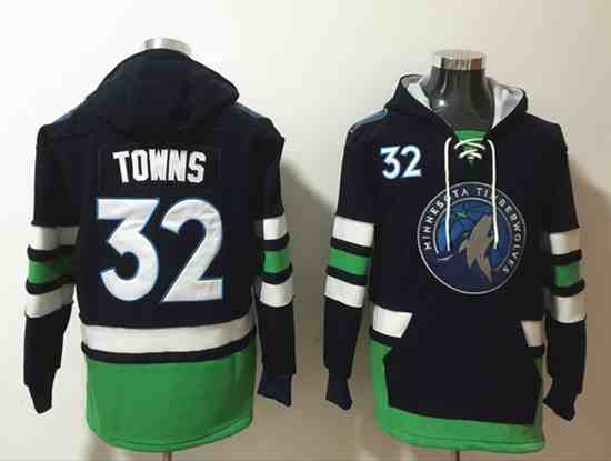 Men's Minnesota Timberwolves #32 Karl-Anthony Towns Lace-Up Pullover Hoodie