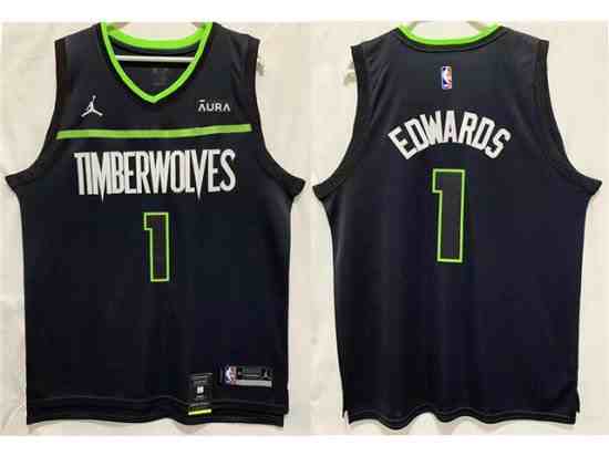 Minnesota Timberwolves #1 Anthony Edwards 2022-23 Black Statement Edition Swingman Jersey