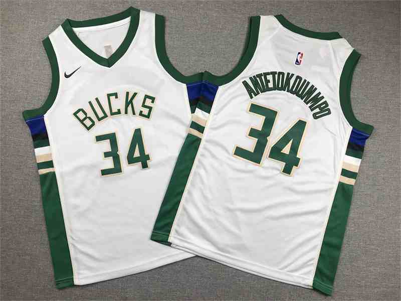 Youth Milwaukee Bucks #34 Giannis AntetokounmpoWhite Swingman Jersey