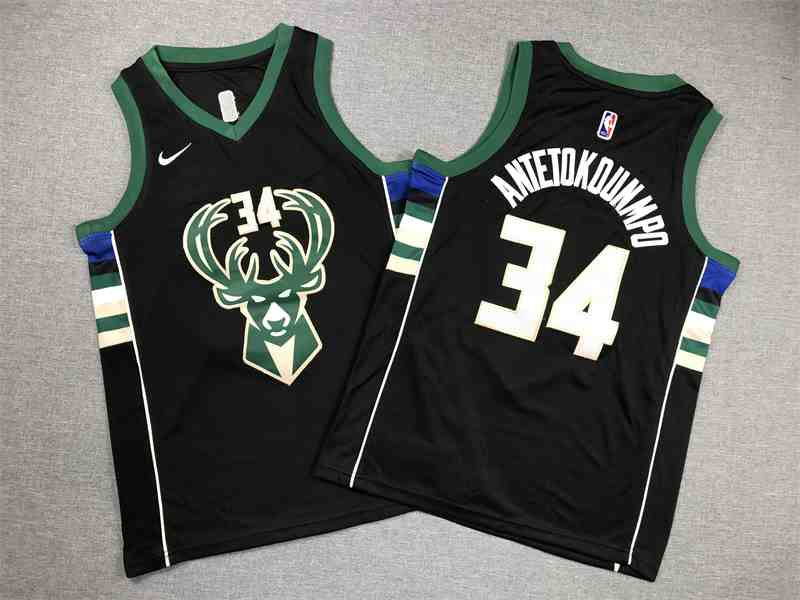 Youth Milwaukee Bucks #34 Giannis AntetokounmpoBlack Swingman Jersey