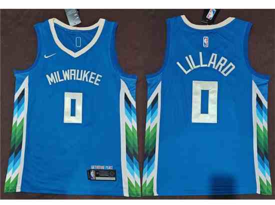 Milwaukee Bucks #0 Damian Lillard 2022-23 Blue City Edition Swingman Jersey