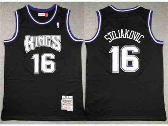 Sacramento Kings #16 Peja Stojakovic 2001-02 Black Hardwood Classics Jersey