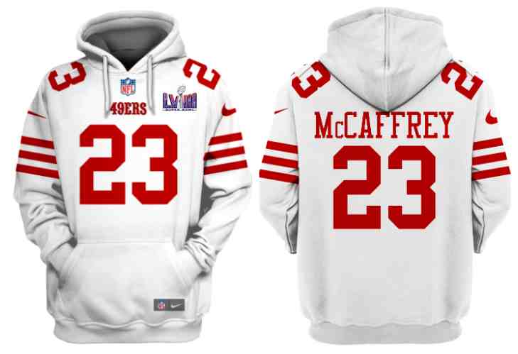 Men's San Francisco 49ers Active Player Custom White Super Bowl LVIII Alternate Pullover Hoodie