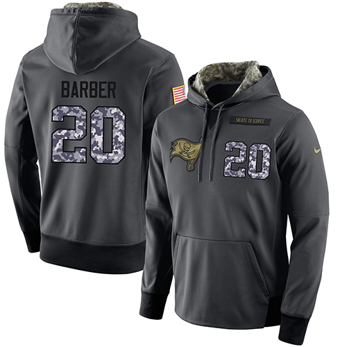 NFL Men's Nike Tampa Bay Buccaneers #20 Ronde Barber Stitched Black Anthracite Salute To Service Player Performance Hoodie