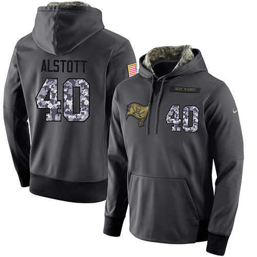 NFL Men's Nike Tampa Bay Buccaneers #40 Mike Alstott Stitched Black Anthracite Salute To Service Player Performance Hoodie