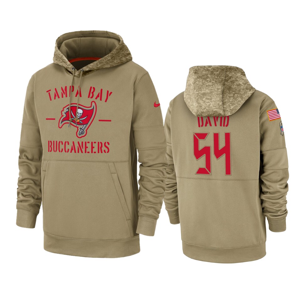 Men's Tampa Bay Buccaneers #54 Lavonte David Tan 2019 Salute To Service Sideline Therma Pullover Hoodie