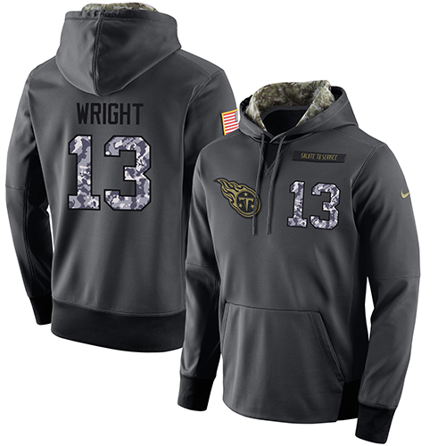 NFL Men's Nike Tennessee Titans #13 Kendall Wright Stitched Black Anthracite Salute To Service Player Performance Hoodie