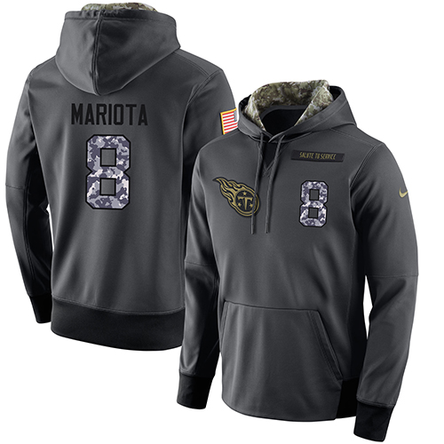 NFL Men's Nike Tennessee Titans #8 Marcus Mariota Stitched Black Anthracite Salute To Service Player Performance Hoodie