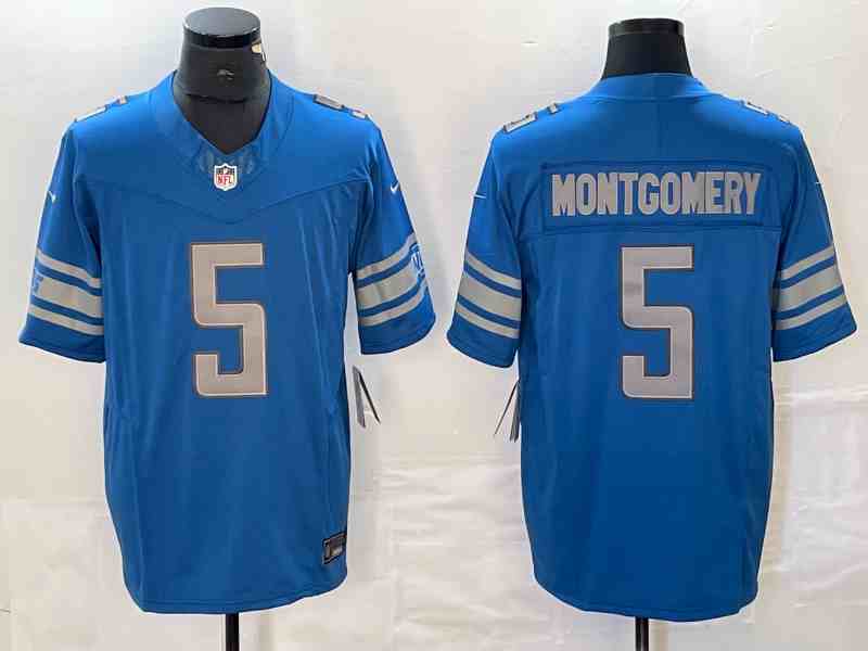 Men's Detroit Lions #5 David Montgomery Blue 2023 F.U.S.E. Vapor Untouchable Limited Stitched Jersey