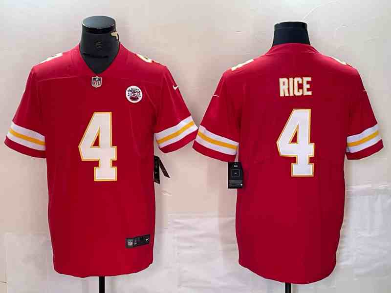 Men’s Kansas City Chiefs #4 Rashee Rice Red Vapor Untouchable Limited Stitched Football Jersey