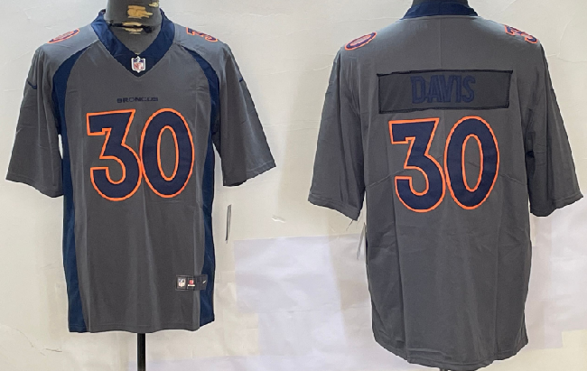 Men's Denver Broncos #30 Terrell Davis Grey 2019 Inverted Legend Stitched Nike Limited Jersey