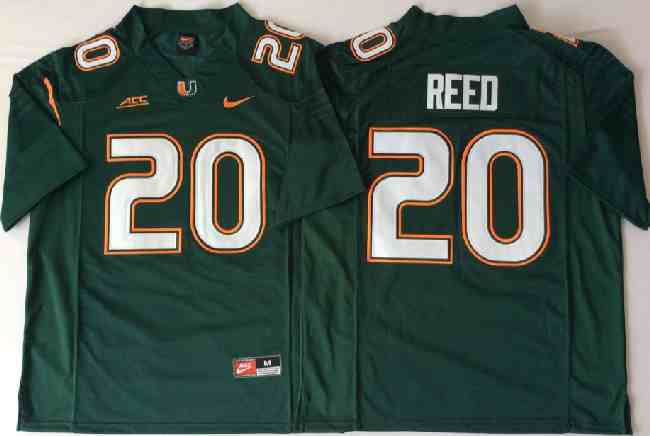 Men's Miami Hurricanes #20 Ed Reed Green Stitched NCAA Nike College Football Jersey