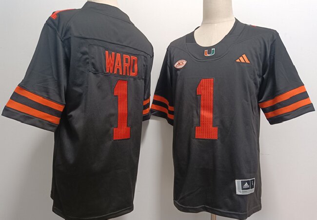 Men's Miami Hurricanes #1 Cam Ward Black F.U.S.E. Stitched Jerseys