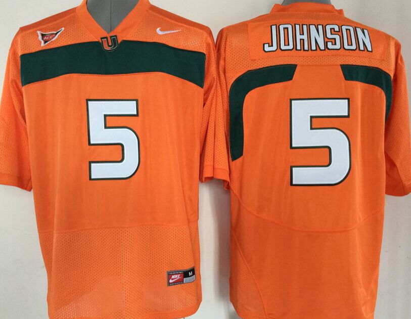 Men's Miami Hurricanes #5 Andre Johnson Orange NCAA Football Jersey