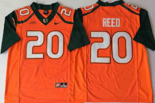 Men's Miami Hurricanes #20 Ed Reed Orange Stitched NCAA Nike College Football Jersey