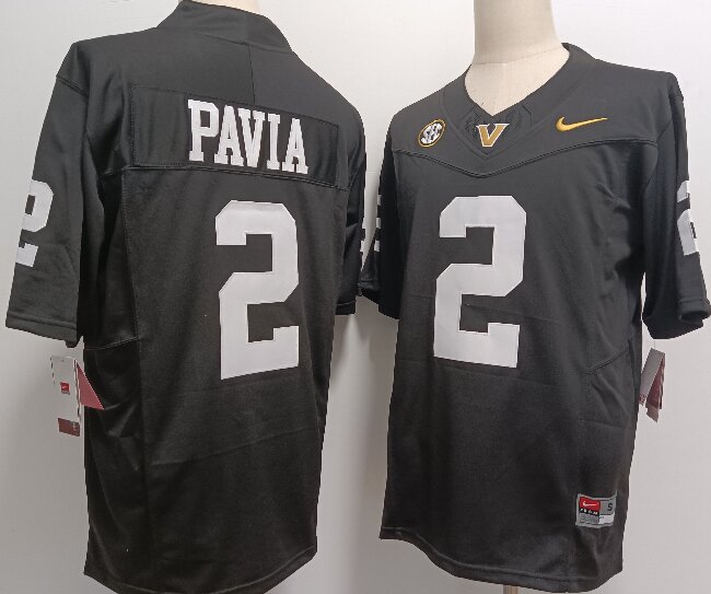 Men's Vanderbilt Commodores #2 Diego Pavia Black FUSE College Football Jersey